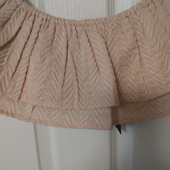 Lulu's NWT Abryelle Blush Pink Embroidered Tiered Ruffle Strapless Crop Top S - Picture 8 of 8